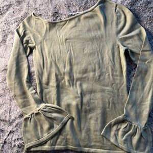 The Drop Asymmetrical Green Long Sleeve sweater Top with Flared Cuffs size small